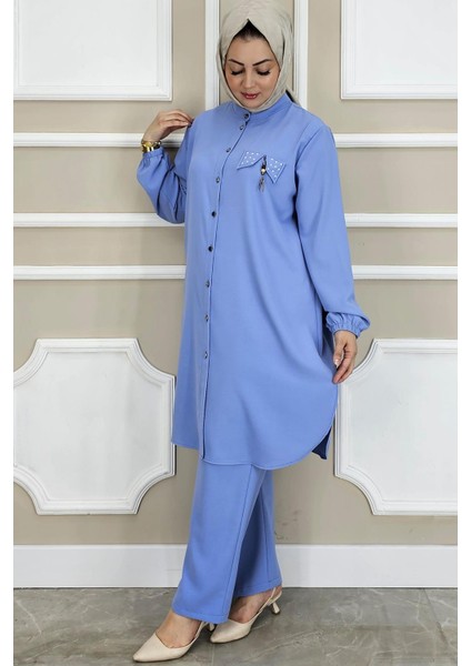 Kadın Sallantı Aksesuarlı Hakim Yaka Tesettür Takım fiyatları