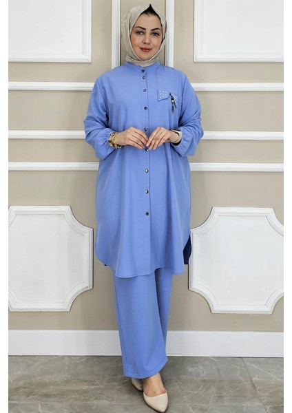 Kadın Sallantı Aksesuarlı Hakim Yaka Tesettür Takım modelleri