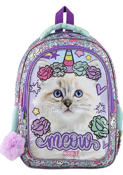 2 Bölmeli Pretty Cat Meow Okul Çantası + Beslenme Çantası +Kalemlik indirimleri