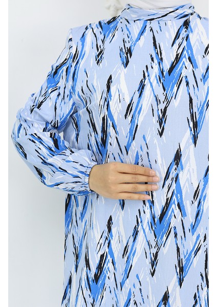 Viskon Kumaş Kolu Lastikli Desenli Elbise 2017-01 Saks fırsatları