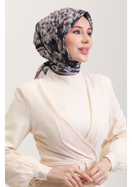 Desenli Pamuk Eşarp 2075-12 Gül Kurusu Siyah fiyatları