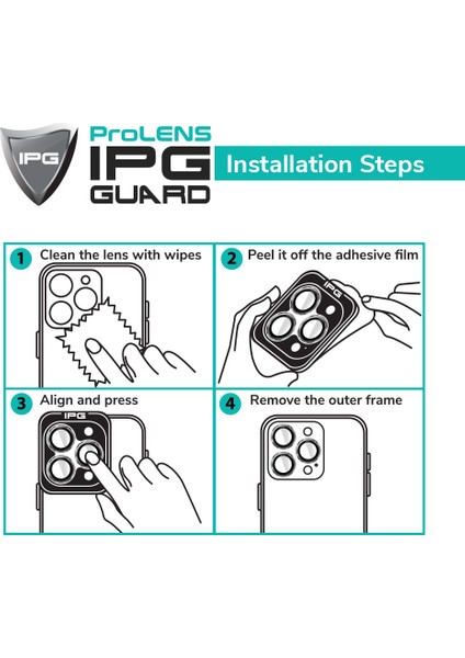Apple iPhone 14 Pro / Pro Max Için Ipg Prolens Kamera Lens Koruyucu Elmas Taş Çerçeveli, Kırılmaz Cam indirimleri