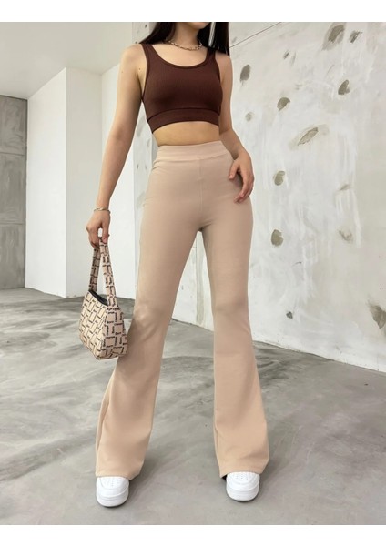 Kadın Esnek Likralı Yüksek Bel Iç Göstermez Çelik Örgü Toparlayıcı Ispanyol Paça Tayt Pantolon fırsatları