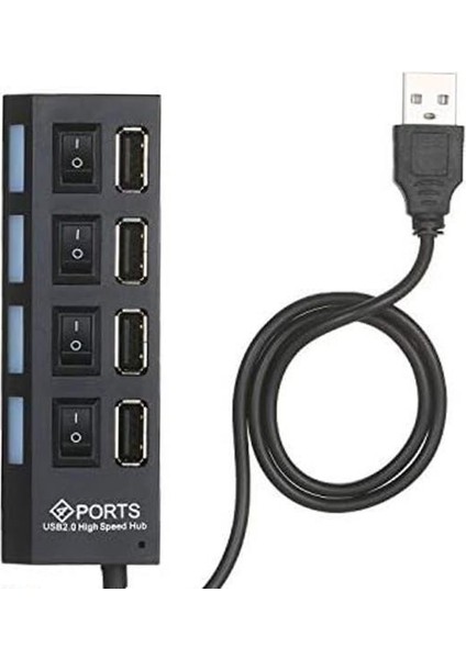Siyah USB 2.0 Yd-76 4 Portlu Çoğaltıcı Bilgisayar Adaptör Şartelli