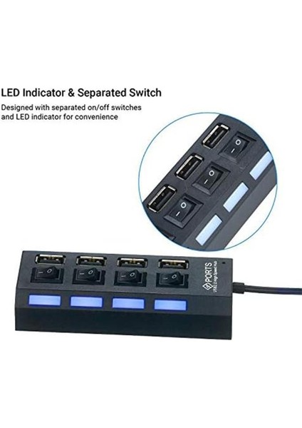 Siyah USB 2.0 Yd-76 4 Portlu Çoğaltıcı Bilgisayar Adaptör Şartelli fiyatları