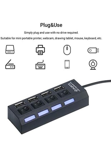 Siyah USB 2.0 Yd-76 4 Portlu Çoğaltıcı Bilgisayar Adaptör Şartelli modelleri