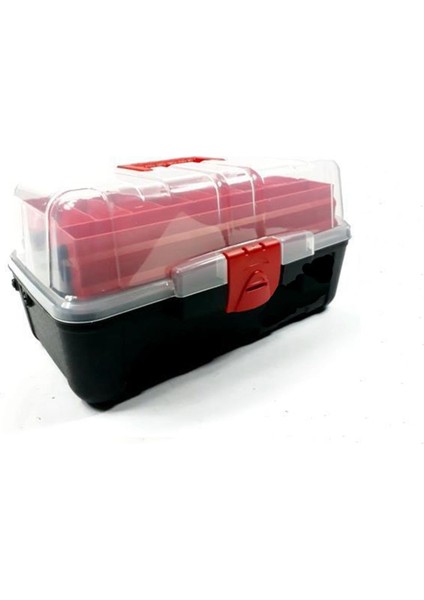 Asorti Şeffaf Kapaklı 16 Inc 4 Katlı Profesyonel 39X24CM Balıkçı Çantası