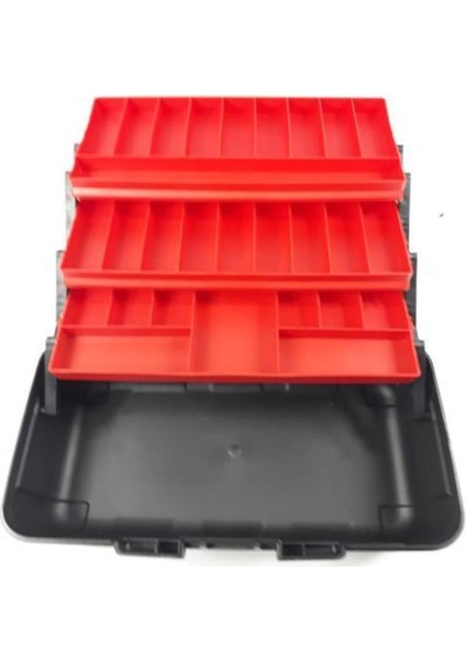 Asorti Şeffaf Kapaklı 16 Inc 4 Katlı Profesyonel 39X24CM Balıkçı Çantası