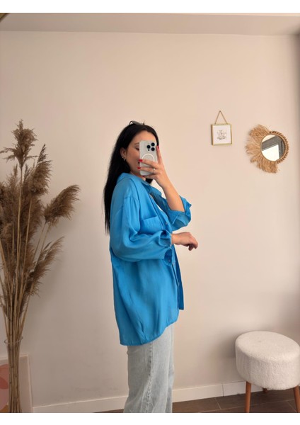 Düşük Omuz Oversize Gömlek
