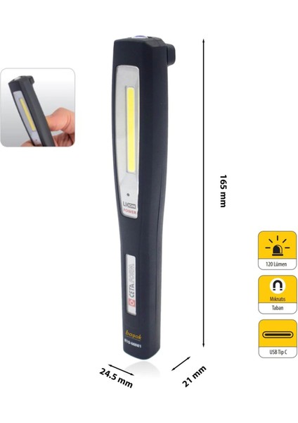 R10-MINI(1) Şarjlı LED Çalışma LAMBASI-150 Lümen