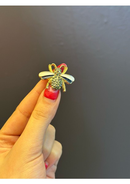 Mavi Beyaz Kanatlı Arı Broş Yaka Iğnesi Giyim Aksesuarı 4x2 cm modelleri