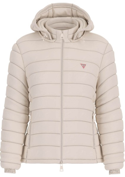 Kadın Gj Hooded Puffer Mont - Krem