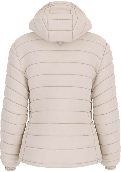 Kadın Gj Hooded Puffer Mont - Krem