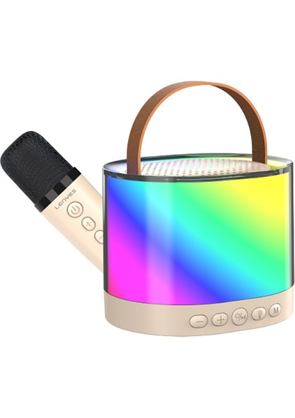 S229 Rgb Işıklı Askılı Mikrofonlu Bluetooth Speaker Hoparlör V5.3 Bej