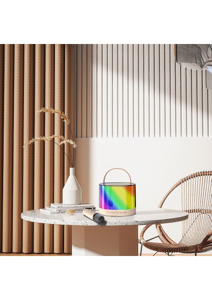 S229 Rgb Işıklı Askılı Mikrofonlu Bluetooth Speaker Hoparlör V5.3 Bej