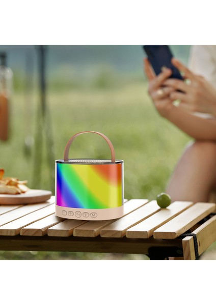 S229 Rgb Işıklı Askılı Mikrofonlu Bluetooth Speaker Hoparlör V5.3 Bej