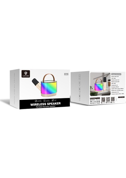 S229 Rgb Işıklı Askılı Mikrofonlu Bluetooth Speaker Hoparlör V5.3 Bej