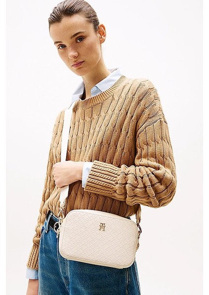 Kadın Th Distinct Kamera Omuz Çantası - Krem indirimleri