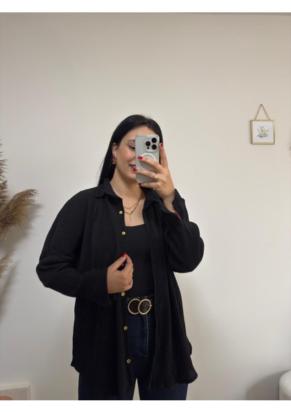 Piliseli Oversize Gömlek