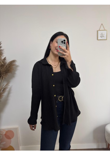Piliseli Oversize Gömlek