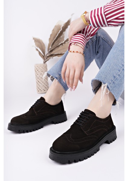 Amour Bağcıklı Hakiki Deri Kalın Taban Günlük Casual Makosen Kadın Loafer Ayakkabı