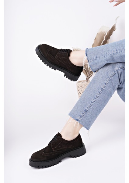 Amour Bağcıklı Hakiki Deri Kalın Taban Günlük Casual Makosen Kadın Loafer Ayakkabı