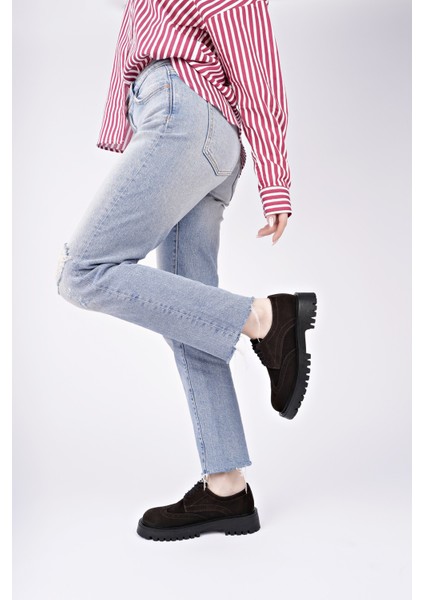 Amour Bağcıklı Hakiki Deri Kalın Taban Günlük Casual Makosen Kadın Loafer Ayakkabı