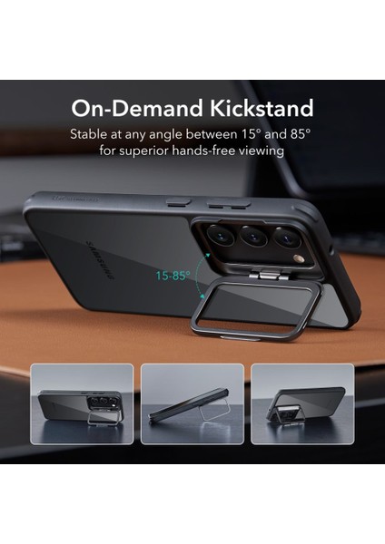 Samsung S23 Kılıf Standlı Kickstand Silikon - Şeffaf Siyah fiyatları