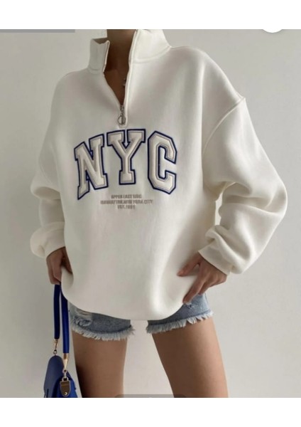 Kadın Nyc Nakışlı Içi Şardonlu Sweatshırt