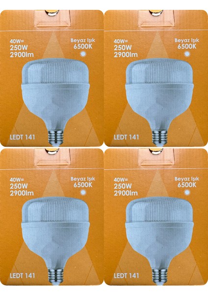 (4 adet) Osaka 40W (250W) Beyaz IŞIK E27 DUYLU (Kalın Duy) LED Torch Ampul