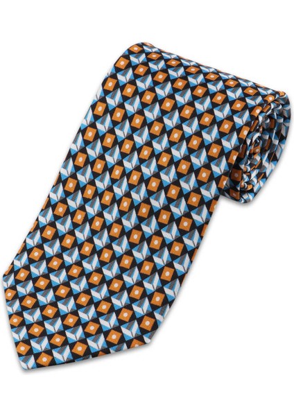 Turkuaz Desenli Ipek Kravat