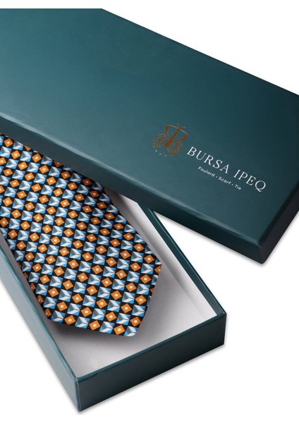 Turkuaz Desenli Ipek Kravat modelleri