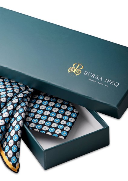 Turkuaz Desenli Ipek Kravat Takımı modelleri