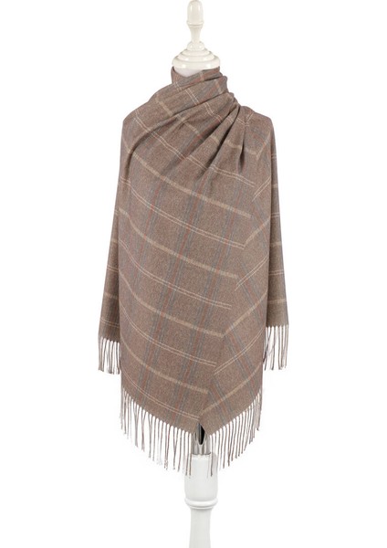 Sütlü Kahve Ekose Desen Kışlık Şal