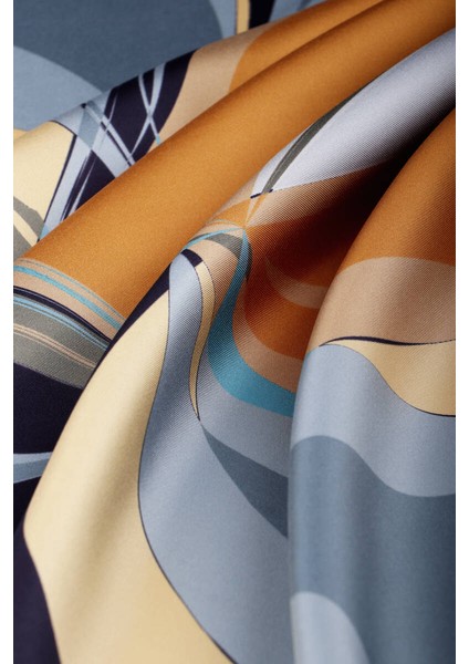 Lacivert Orkide Desen Twill Ipek Eşarp fiyatları