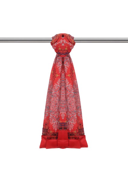 Mercan Etnik Desen Soft Şal