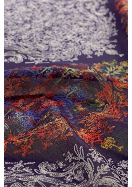 Koyu Mor Etnik Desen Soft Şal modelleri