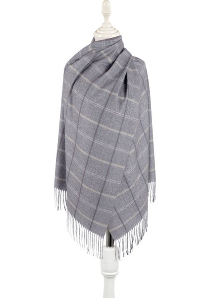 Gri Ekose Desen Kışlık Şal