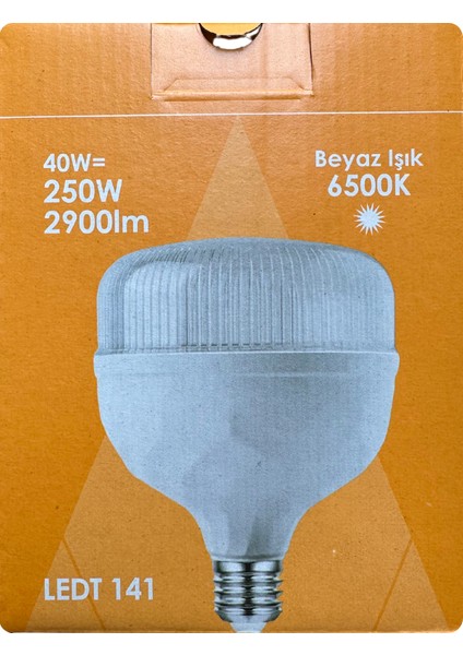 (6 adet) 40 W (250 W) Beyaz Işık E27 Duylu (Kalın Duy) LED Torch Ampul