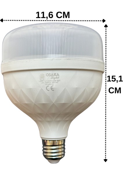 (6 adet) 40 W (250 W) Beyaz Işık E27 Duylu (Kalın Duy) LED Torch Ampul