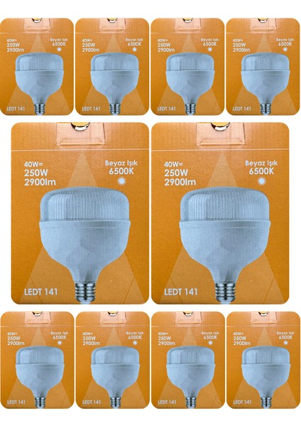 (10 adet) Osaka 40W (250W) Beyaz IŞIK E27 DUYLU (Kalın Duy) LED Torch Ampul