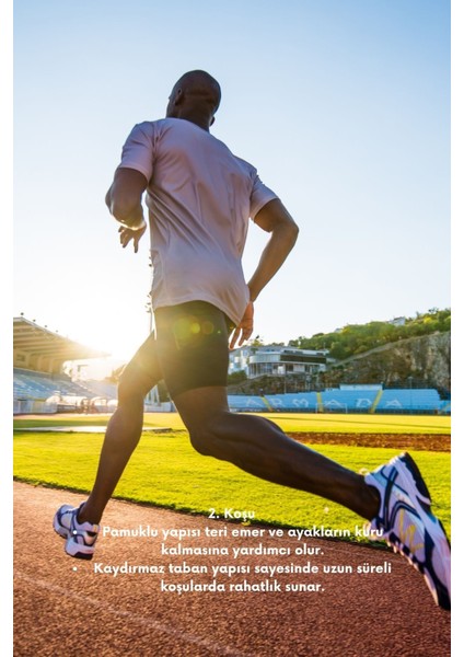 3'lü Erkek Kaydırmaz Tabanlı Futbol Koşu Fitness Pamuklu Spor Çorabı