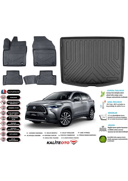 Corolla Cross 2025 Model Esnek Bagaj Havuzu Araca Özel Siyah Kokusuz Paspas Takımı