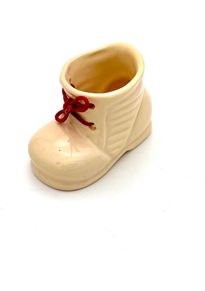 Seramik Ayakkabı Figürlü Kalemlik - Saksı - Dekoratif Obje (Bej) modelleri