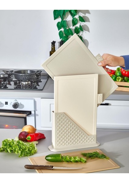 Standlı Kesme Tahtası Seti ( 3 Kesme Tahtası ve 1 Tahta Standı ) modelleri