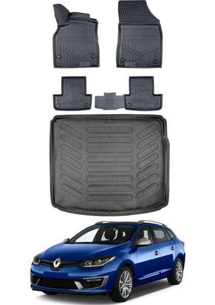 Megane 3 Sporttourer 2009 Model Bagaj Havuzu Araca Özel Siyah Paspas Takımı