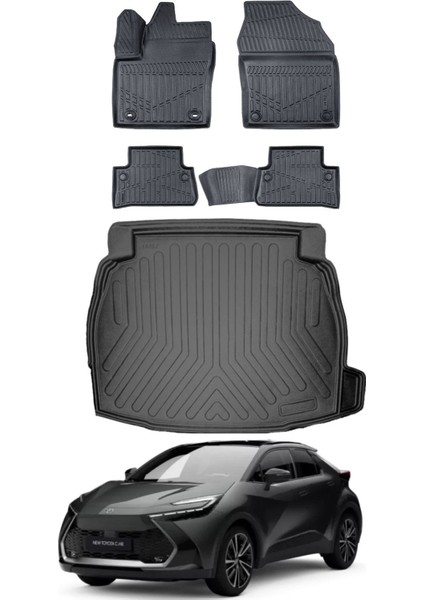 C-Hr 2025 Model Ses Sistemli Bagaj Havuzu Araca Özel Siyah Paspas Takımı