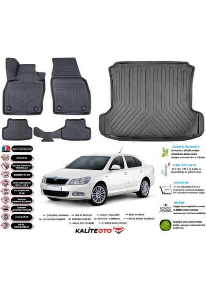 Octavia 2002 Model Esnek Bagaj Havuzu Araca Özel Siyah Paspas Takımı