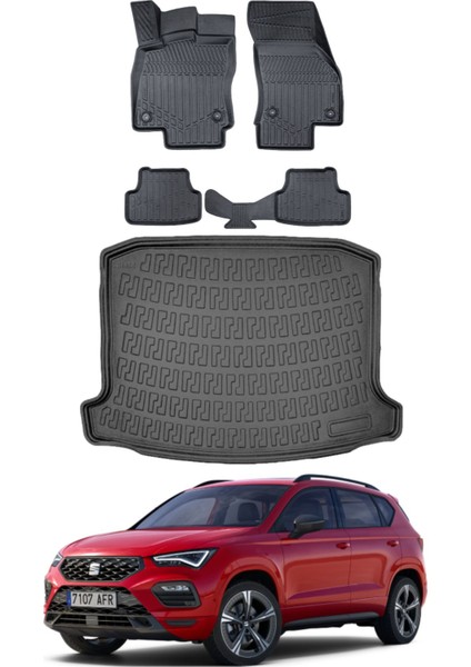 Ateca 4x2 2024 Model Bagaj Havuzu Araca Özel Siyah Paspas Takımı
