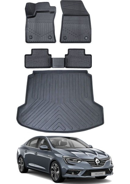 Megane 4 2021 Model Çift Kulak Bagaj Havuzu Araca Özel Siyah Paspas Takımı